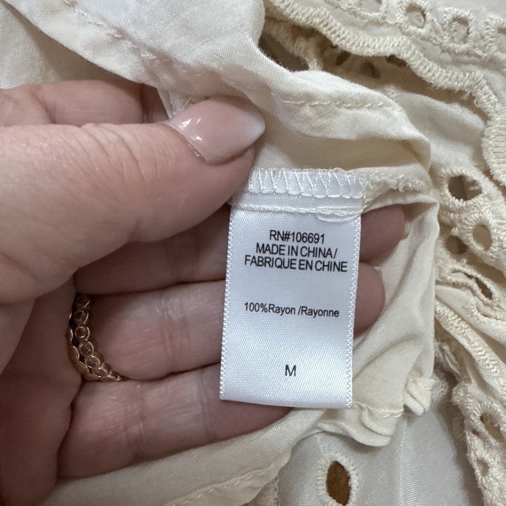 YFB Young Fabulous & Broke Costa Eyelet High Low Dress Ivory Medium - Picture 12 of 14